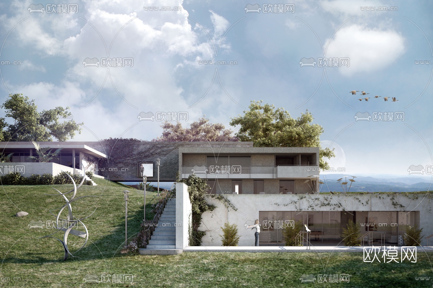 现代室外园林景观3D模型-免费3dmax模型库-欧模网