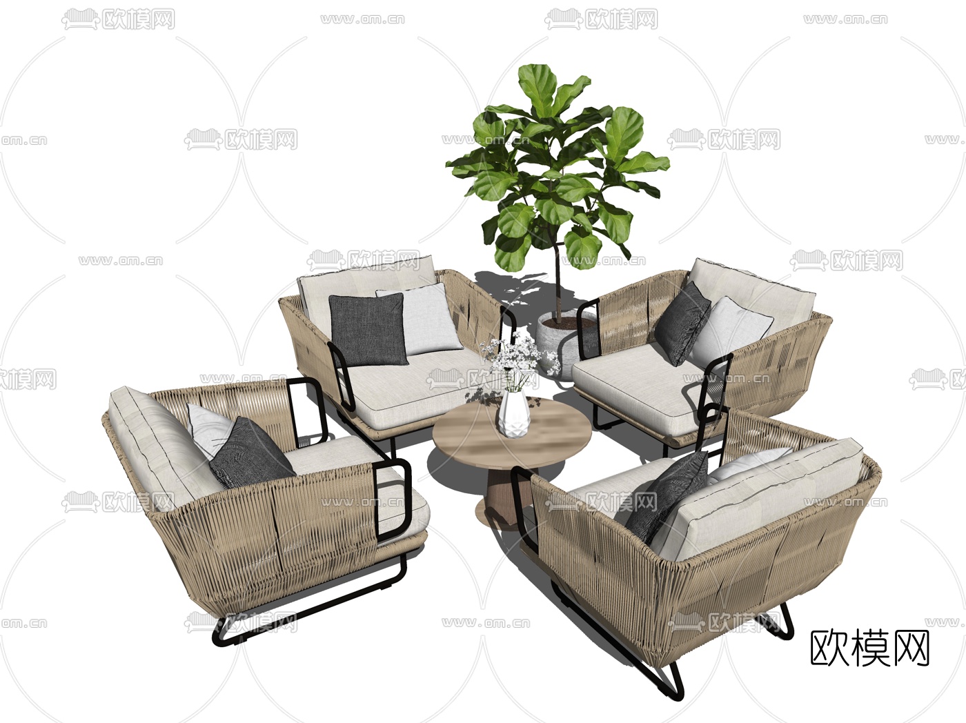 现代户外休闲沙发su模型下载