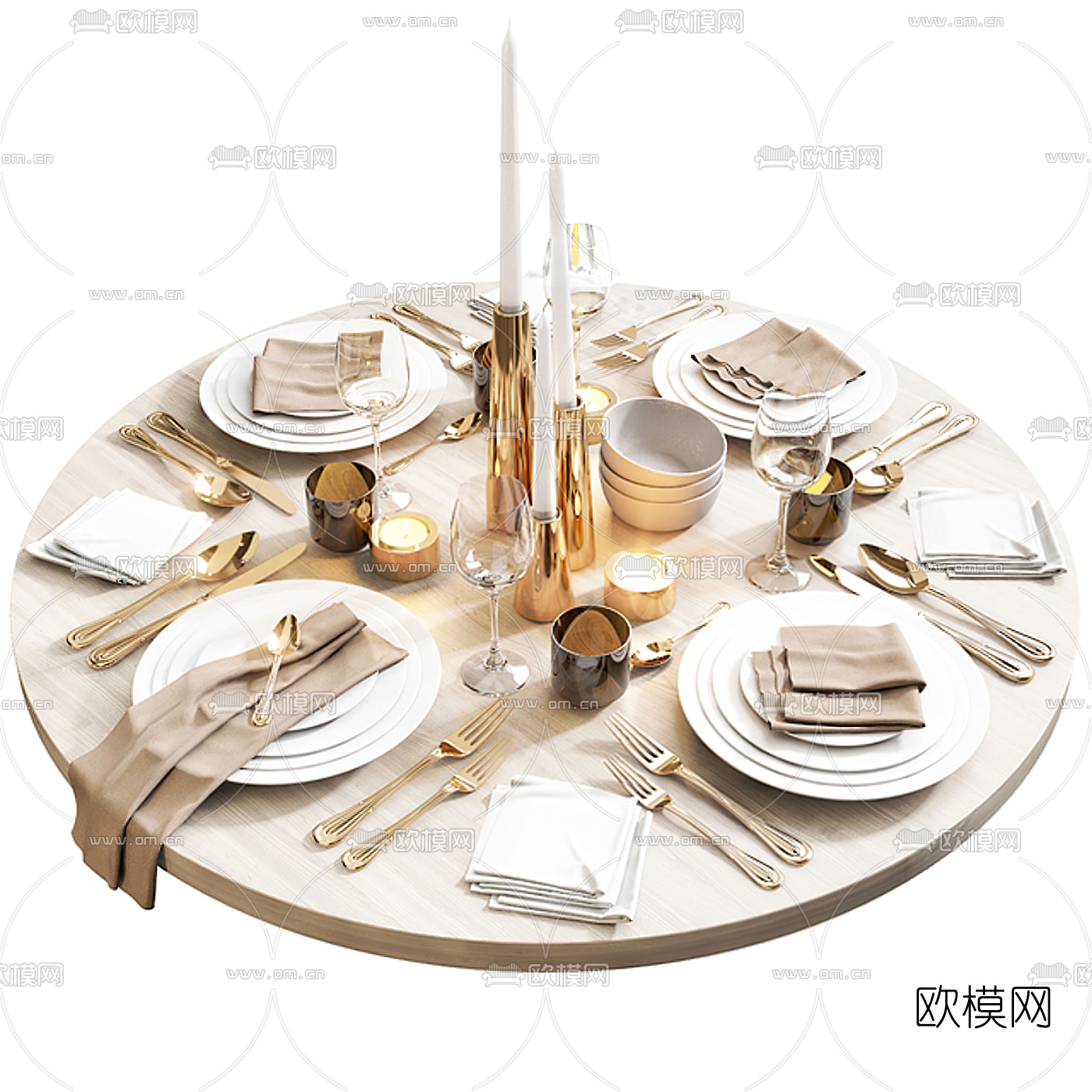 现代轻奢餐具3d模型下载