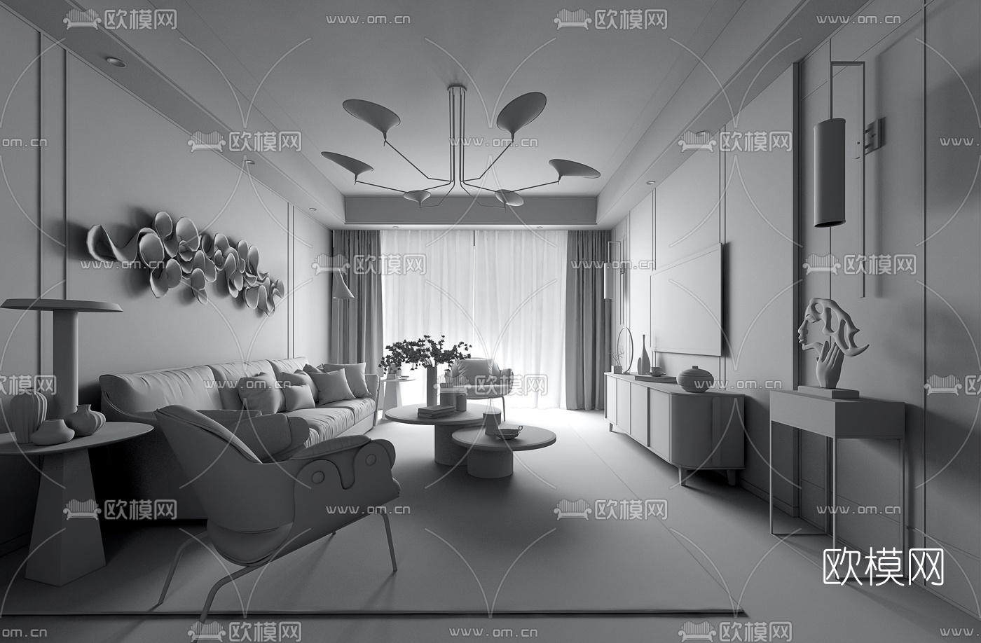 后现代客厅3D模型