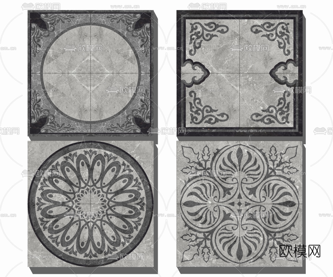欧式拼花瓷砖su模型下载
