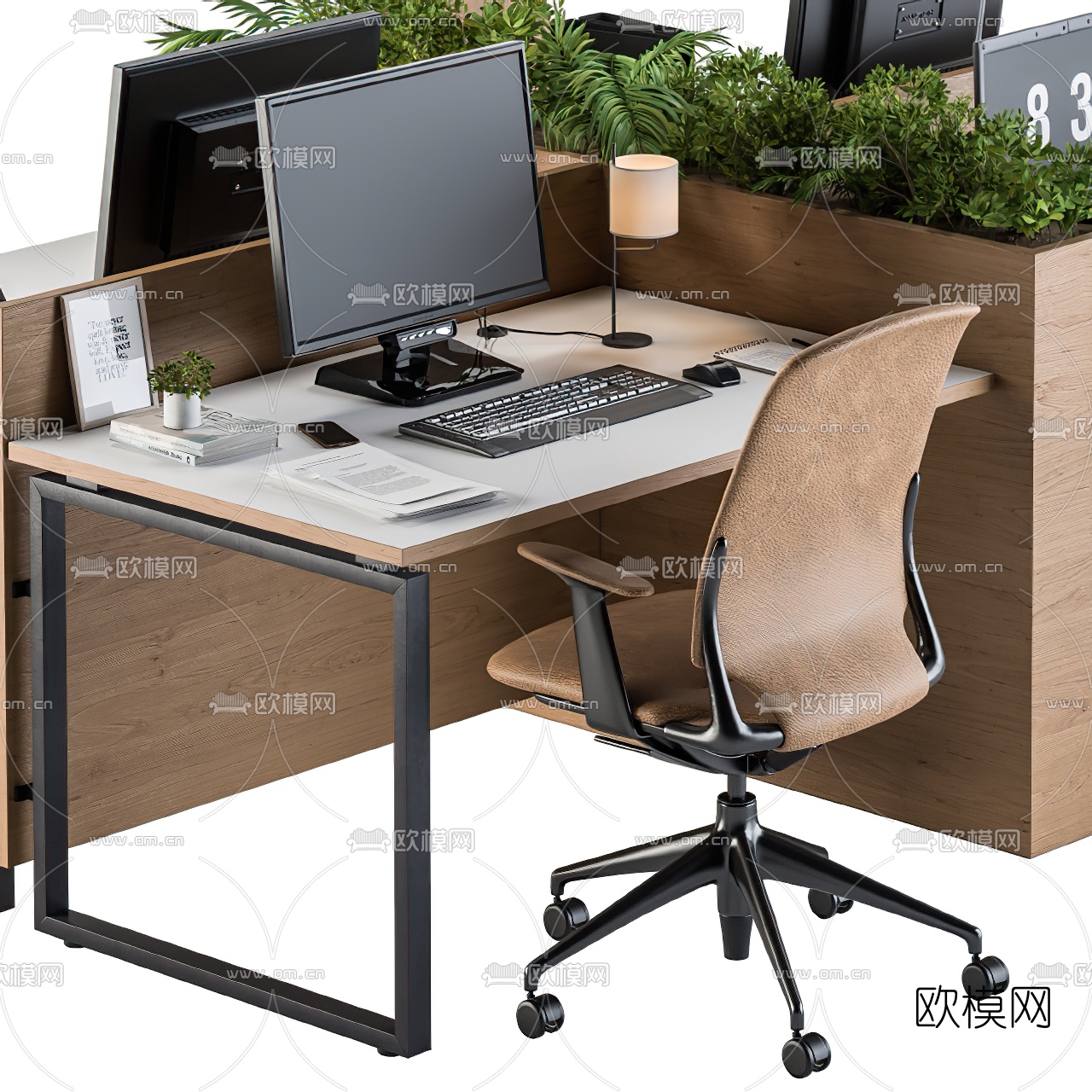 现代办公桌椅3d模型