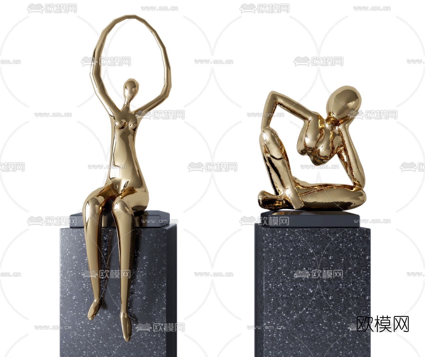 现代人物雕塑3d模型下载