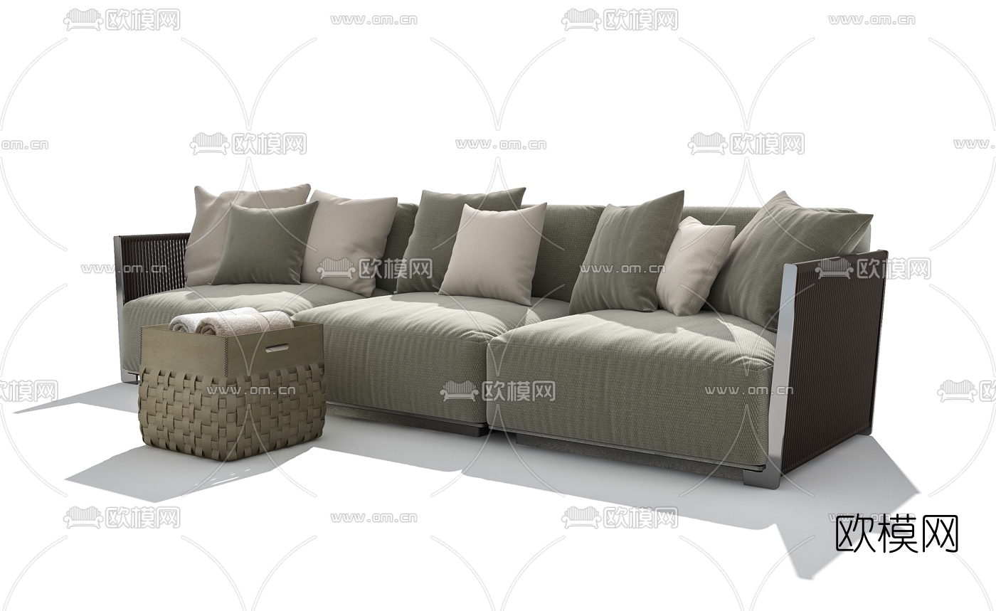 意大利FLEXFORM品牌 现代布艺多人户外沙发3d模型下载（渲染图1）