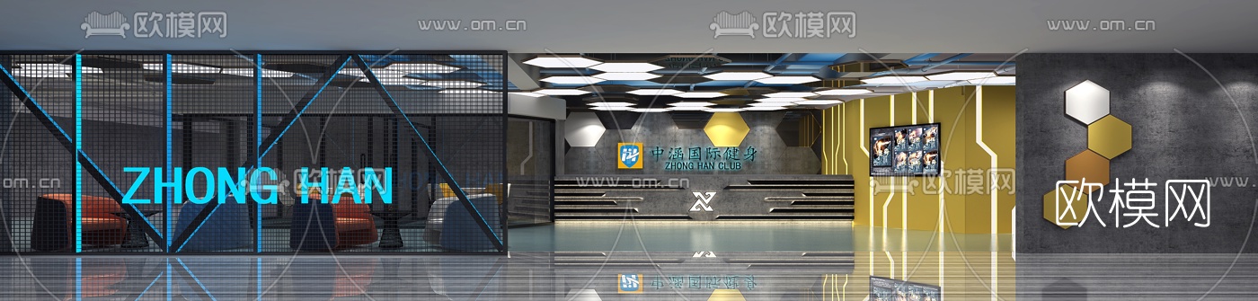 现代健身房3d模型