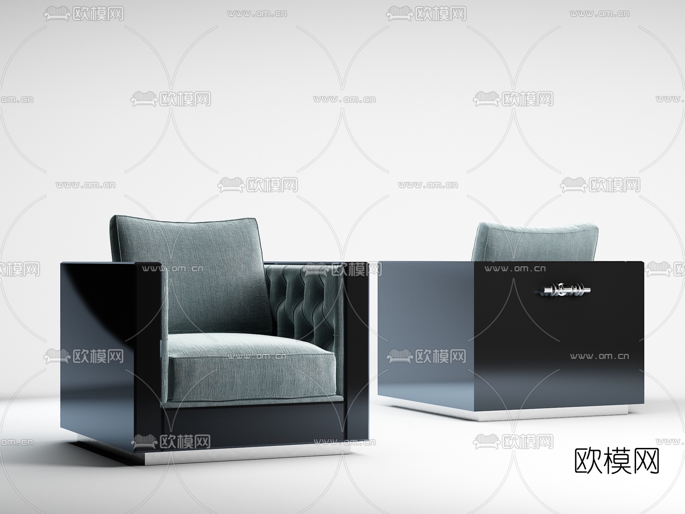 后现代金属布艺单人沙发3D模型下载