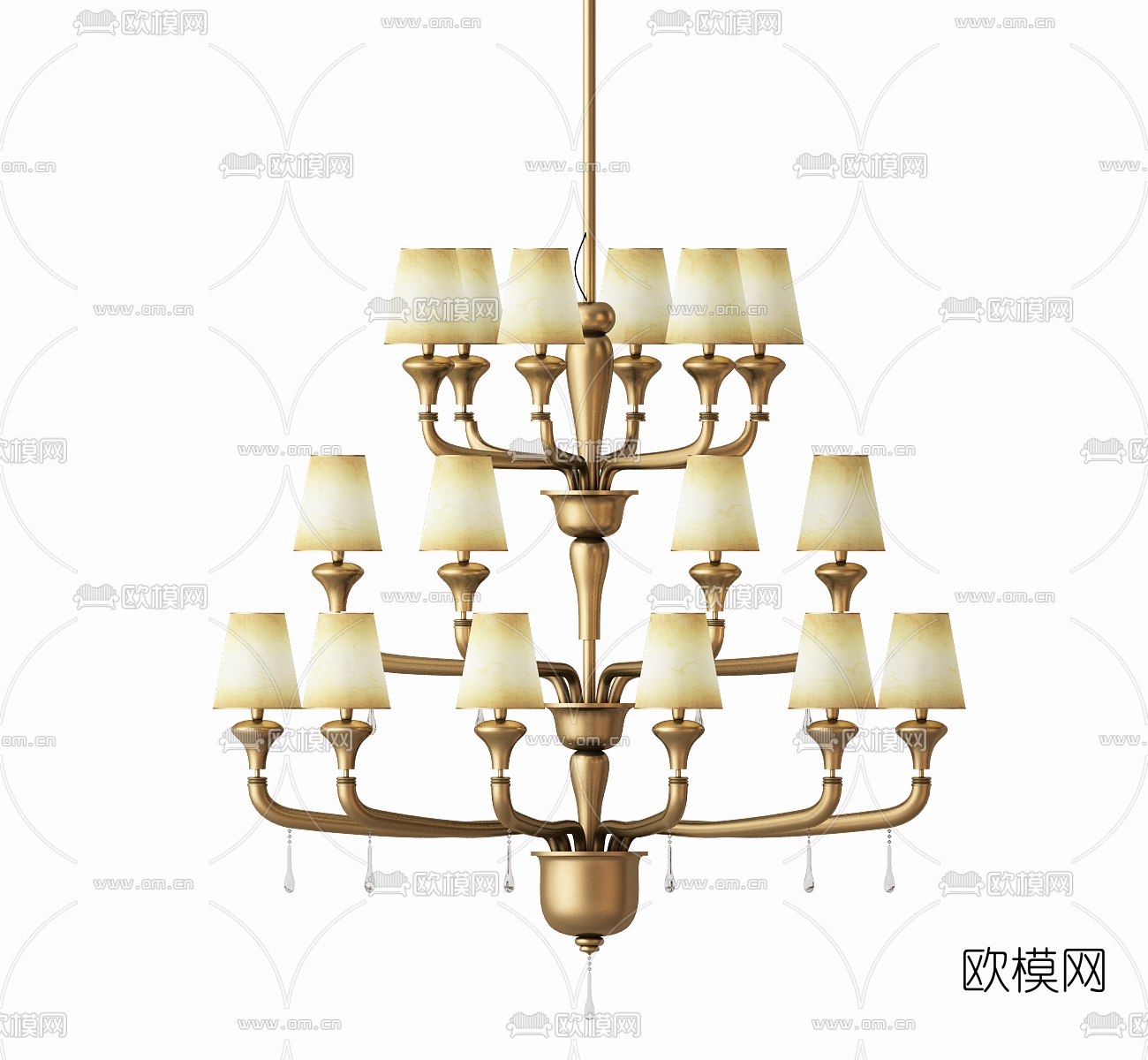 美式金属吊灯3d模型下载