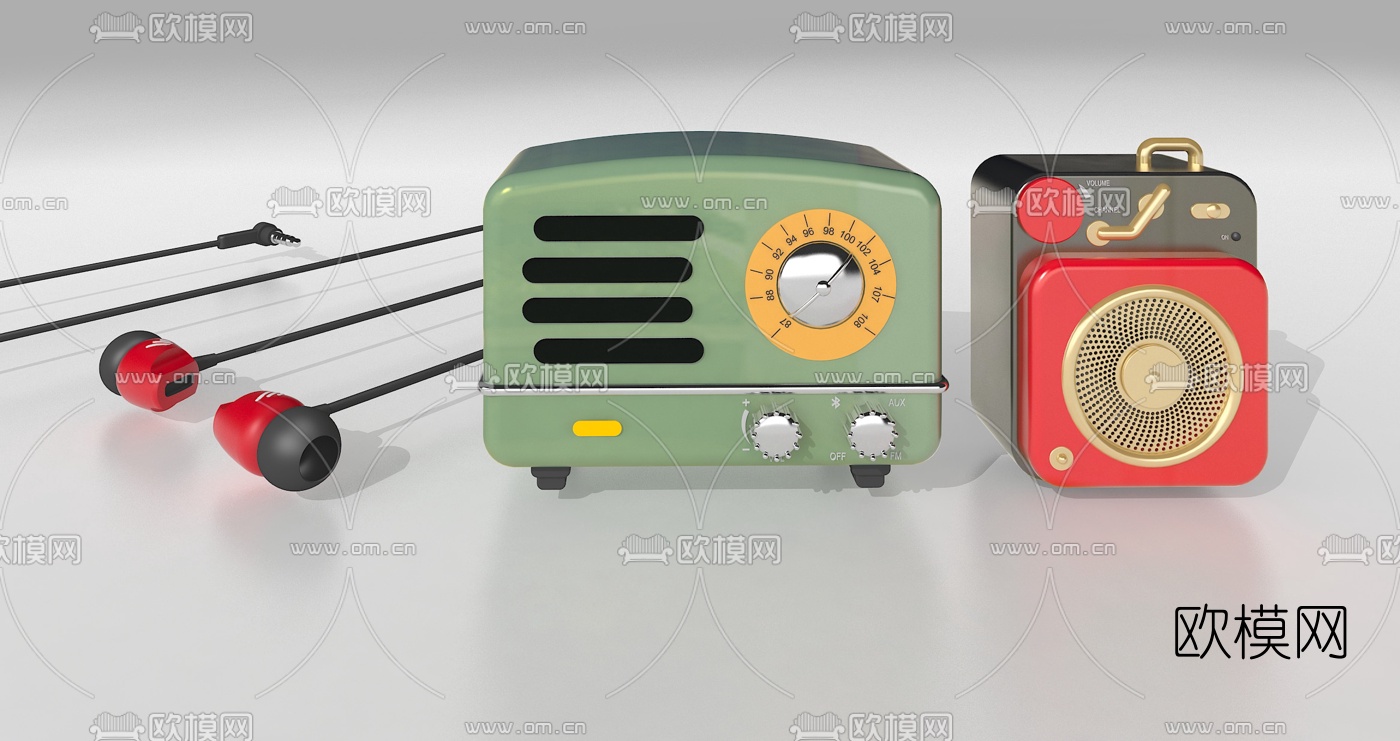 工业风复古蓝牙小音箱耳机3d模型
