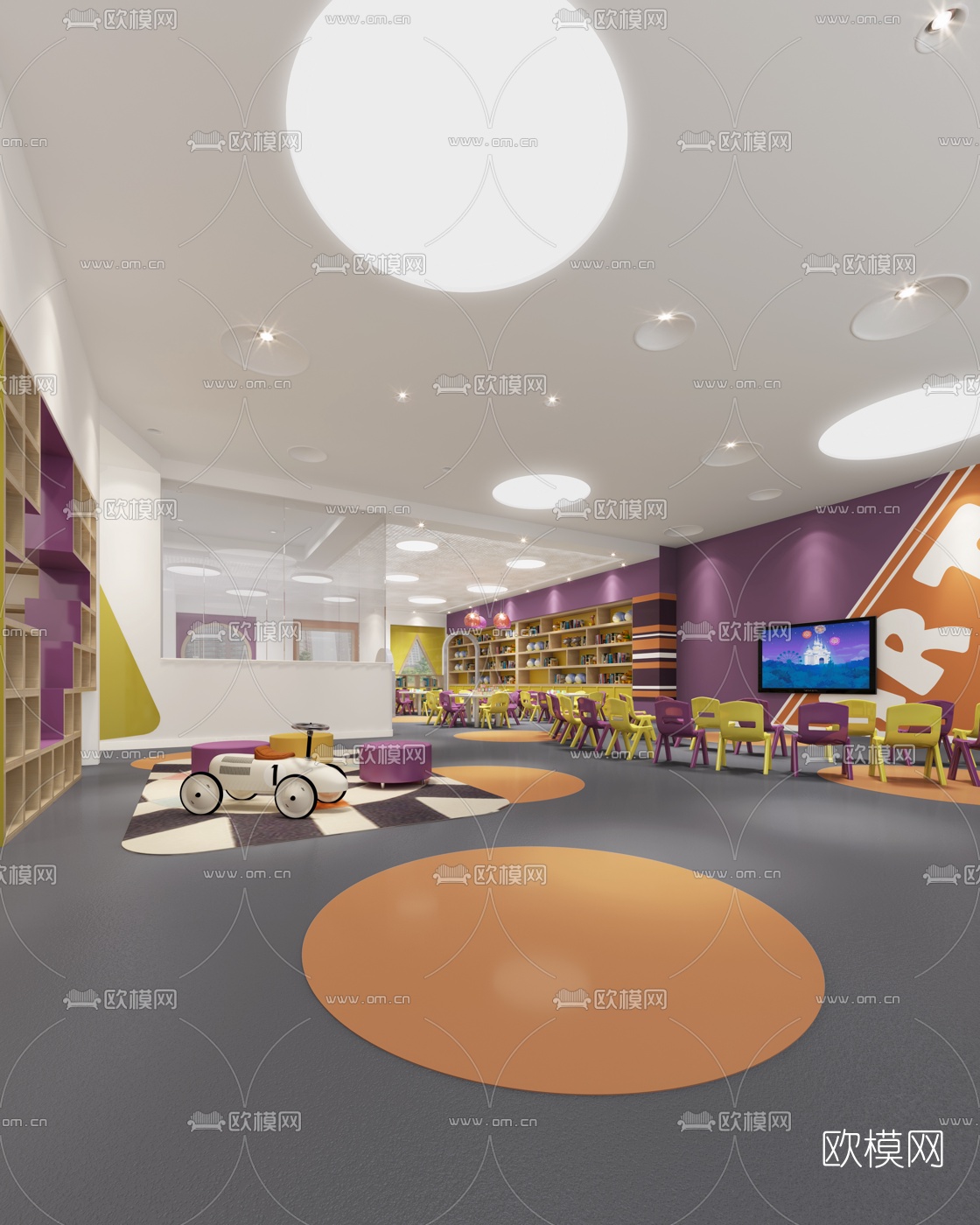 现代幼儿园教室3d模型下载（渲染图2）
