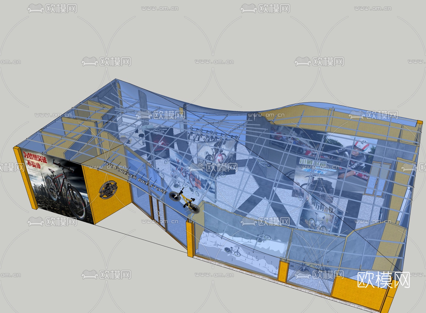 现代山地自行车专卖店su模型下载（渲染图6）