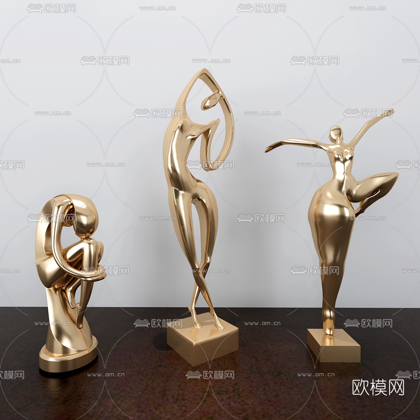 现代金属个性人物艺术摆件3d模型