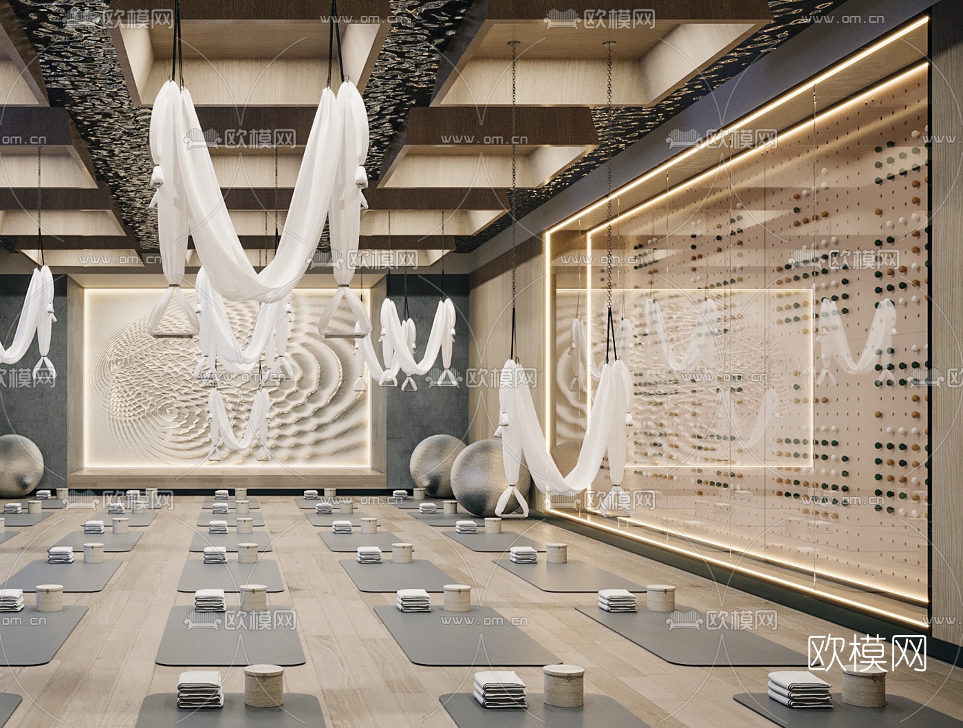 现代瑜伽室3d模型下载（渲染图2）