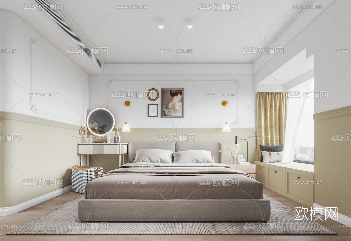 简欧卧室3d模型下载