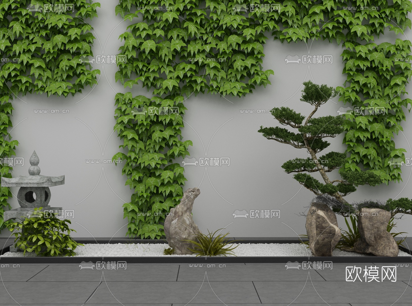 新中式庭院景观3D模型