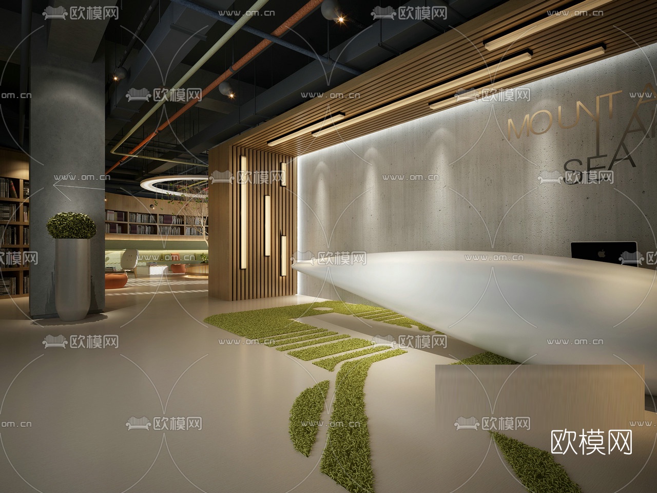 现代图书阅览室3D模型