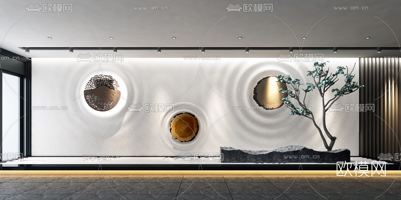 中式室内景观园艺小品3d模型下载（渲染图1）