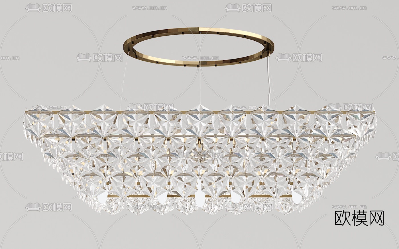 现代金属水晶吊灯3d模型下载