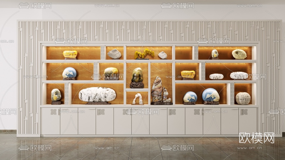 新中式装饰架3d模型下载(渲染图1)