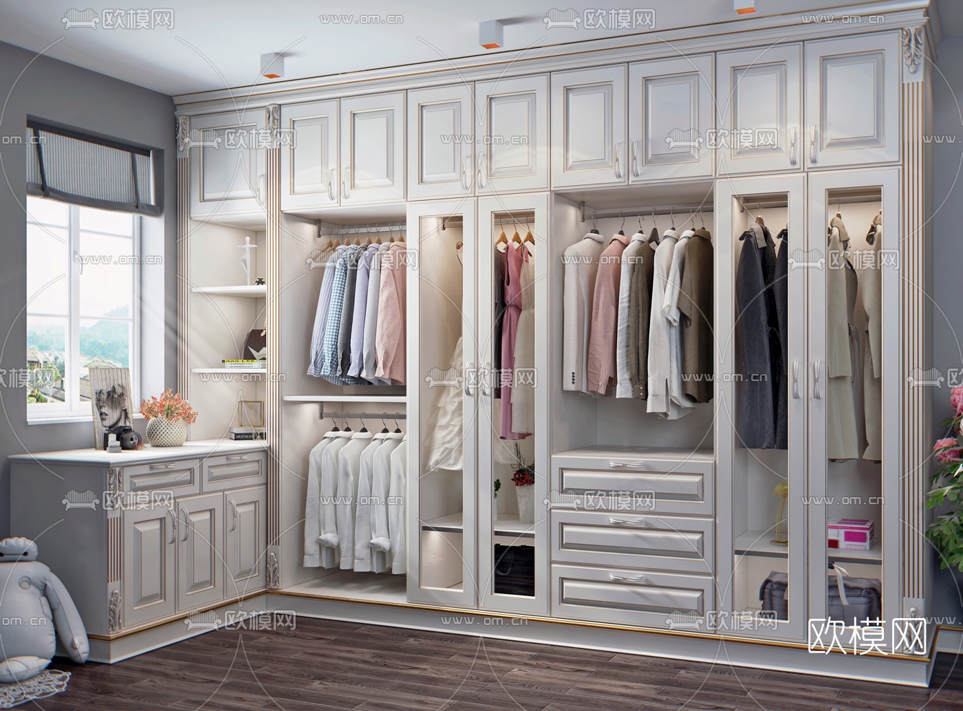 简欧衣柜3d模型下载