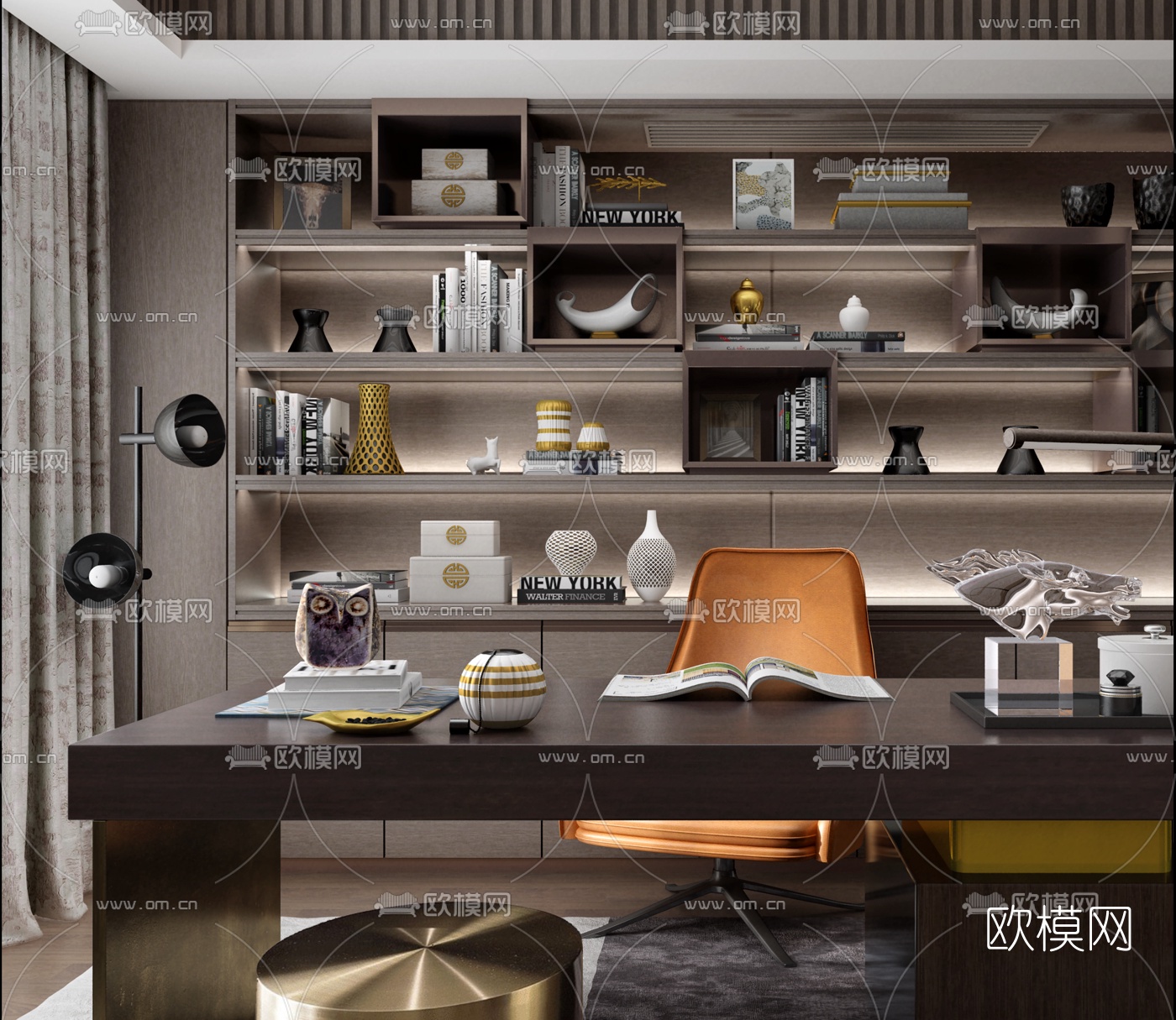 CCD新作 现代书房3d模型下载（渲染图2）