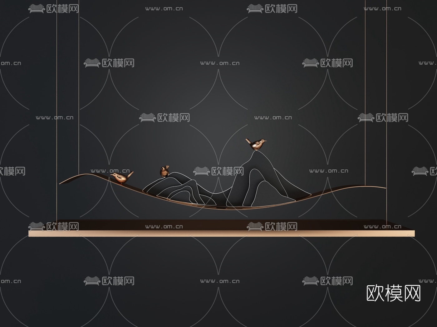 新中式创意装饰灯3d模型下载（渲染图2）