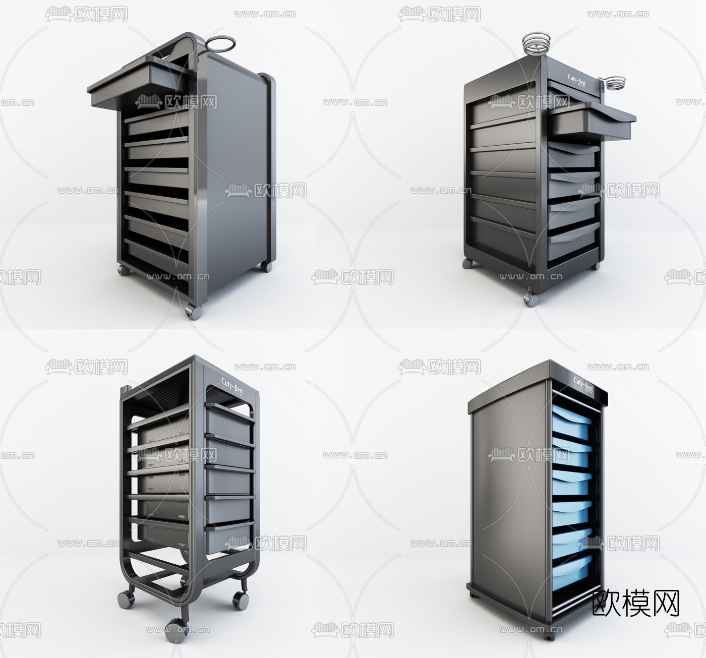 现代理发店金属推车3D模型下载