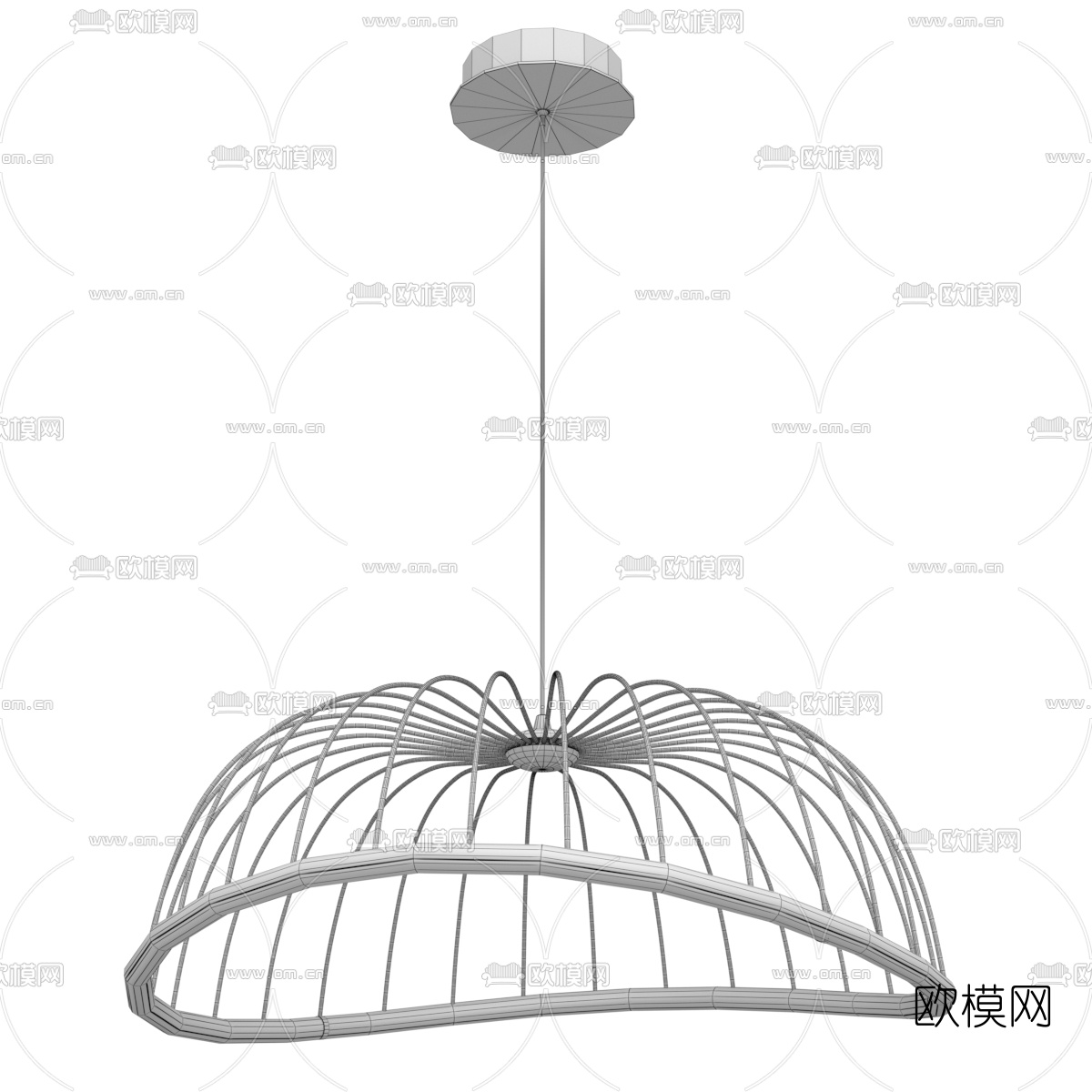 北欧铁艺吊灯3d模型下载（渲染图2）