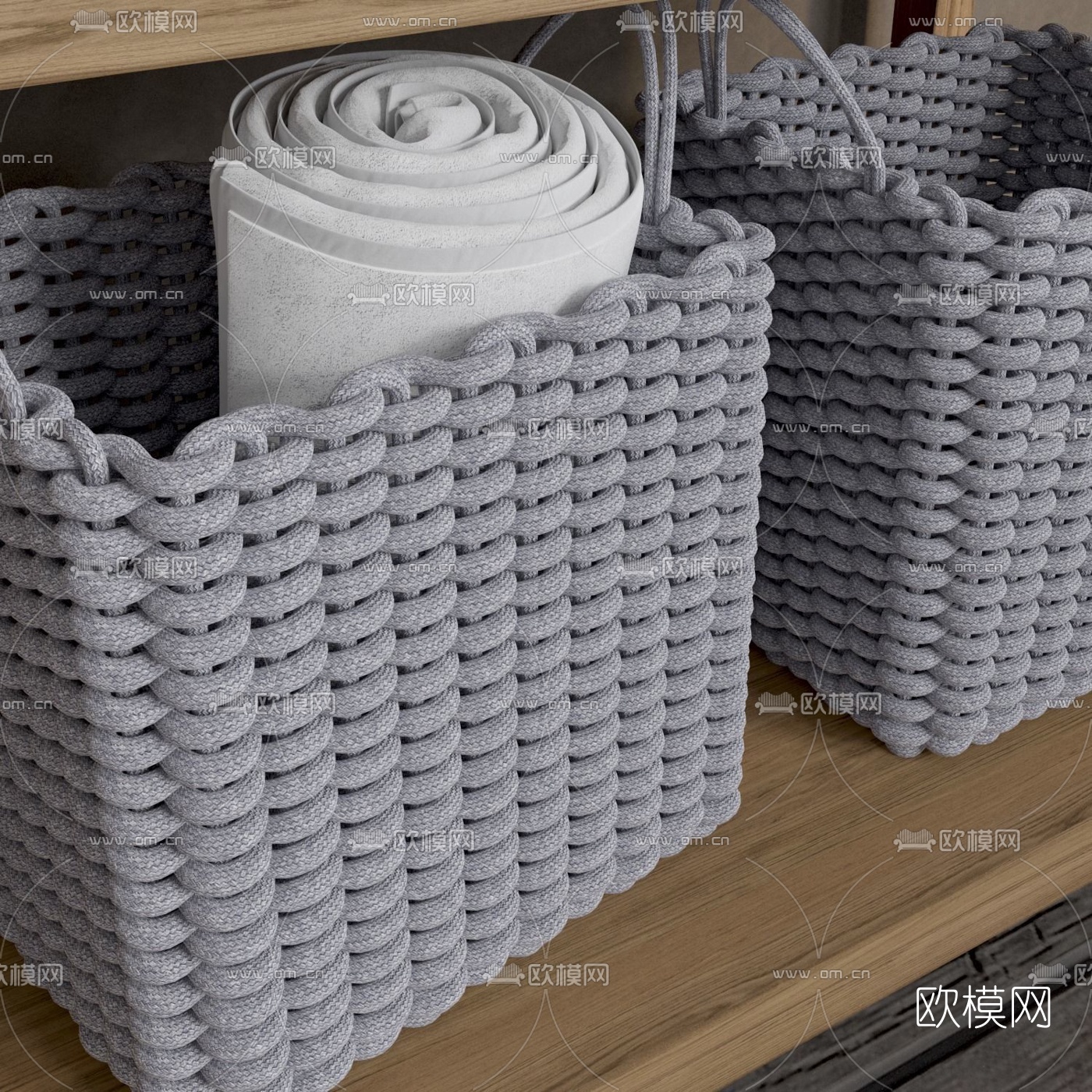 现代毛巾收纳筐卫浴柜架3D模型