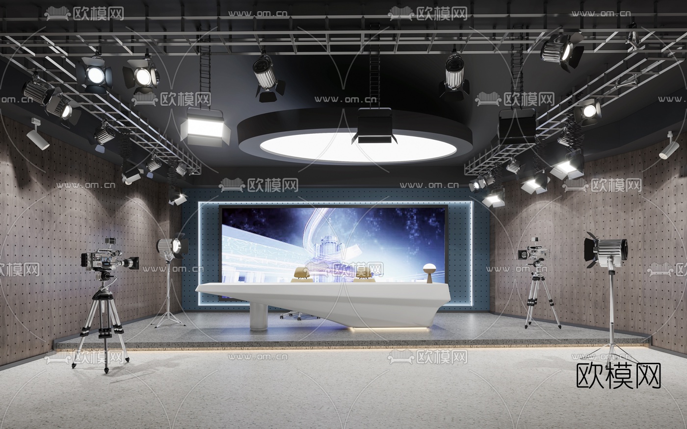 现代网红直播间3d模型下载