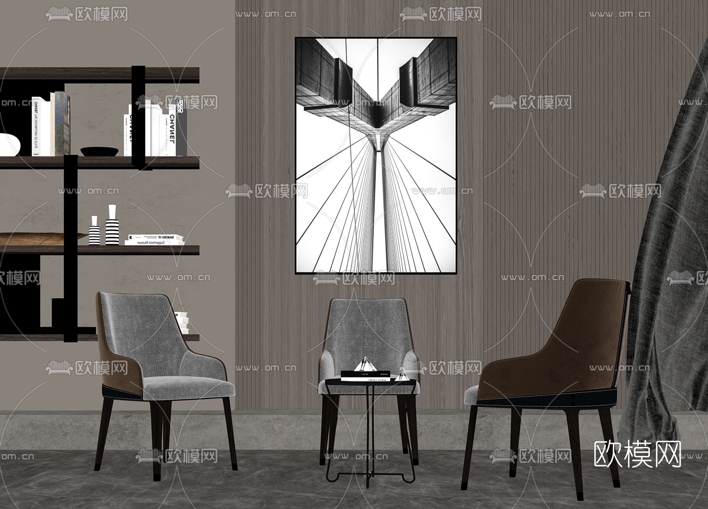 现代轻奢休闲椅su模型下载（渲染图2）