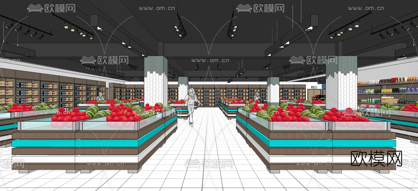 现代水果店su模型下载（渲染图1）