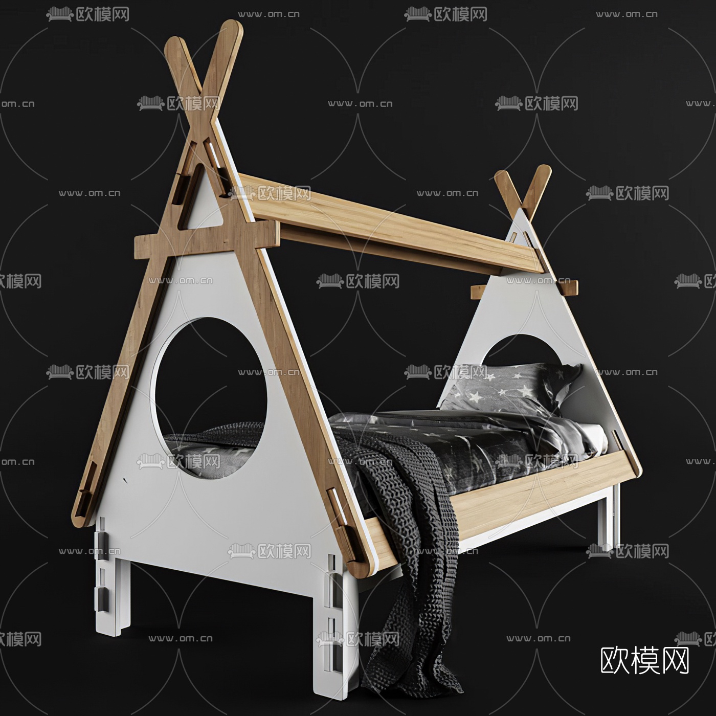 北欧儿童床3d模型下载