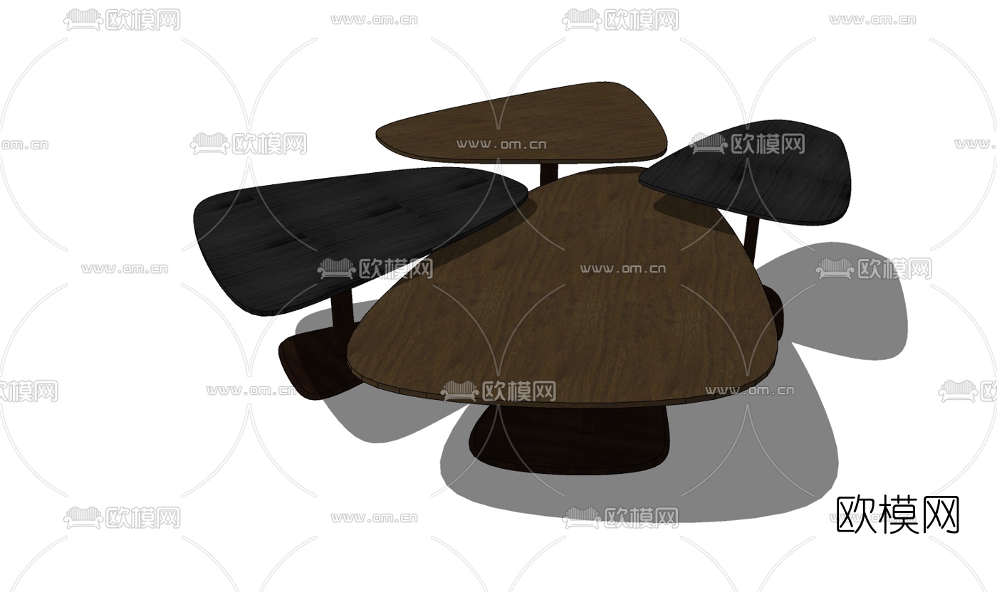 现代实木边几组合免费su模型下载（渲染图2）