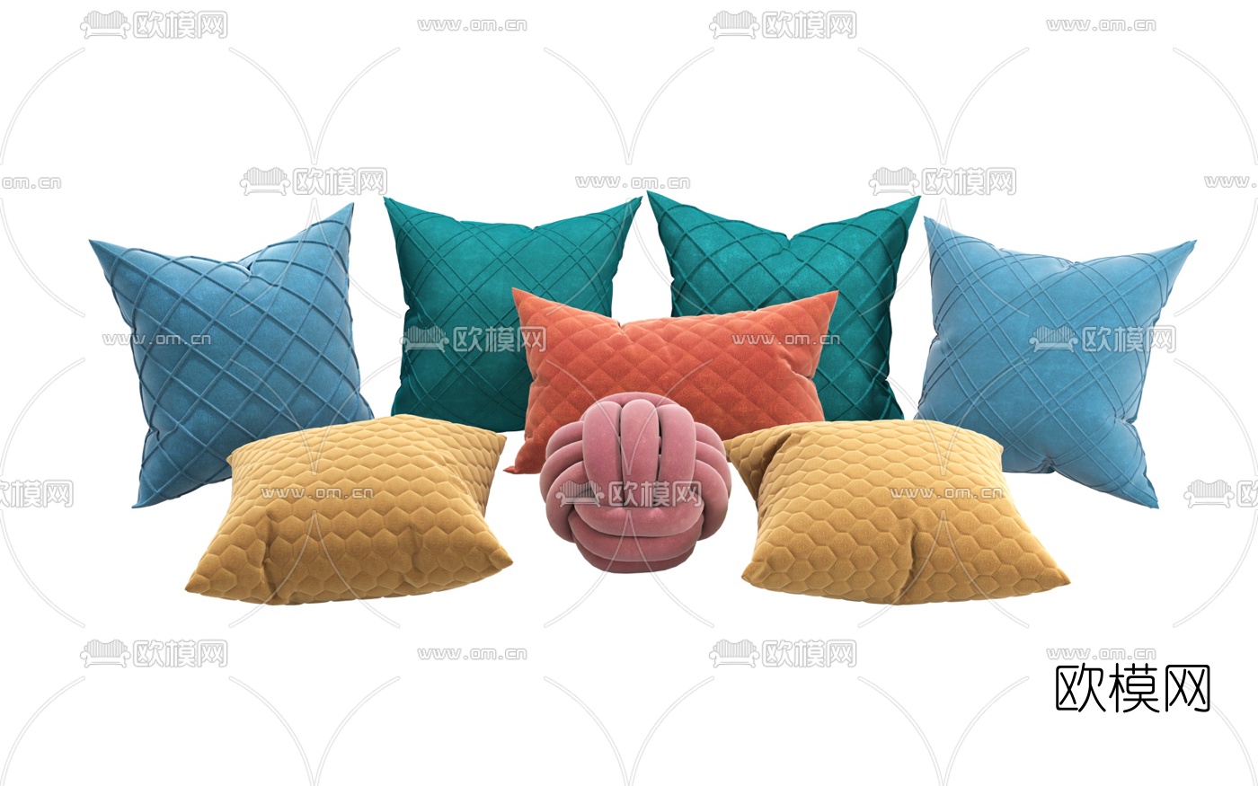 现代布艺抱枕3d模型下载