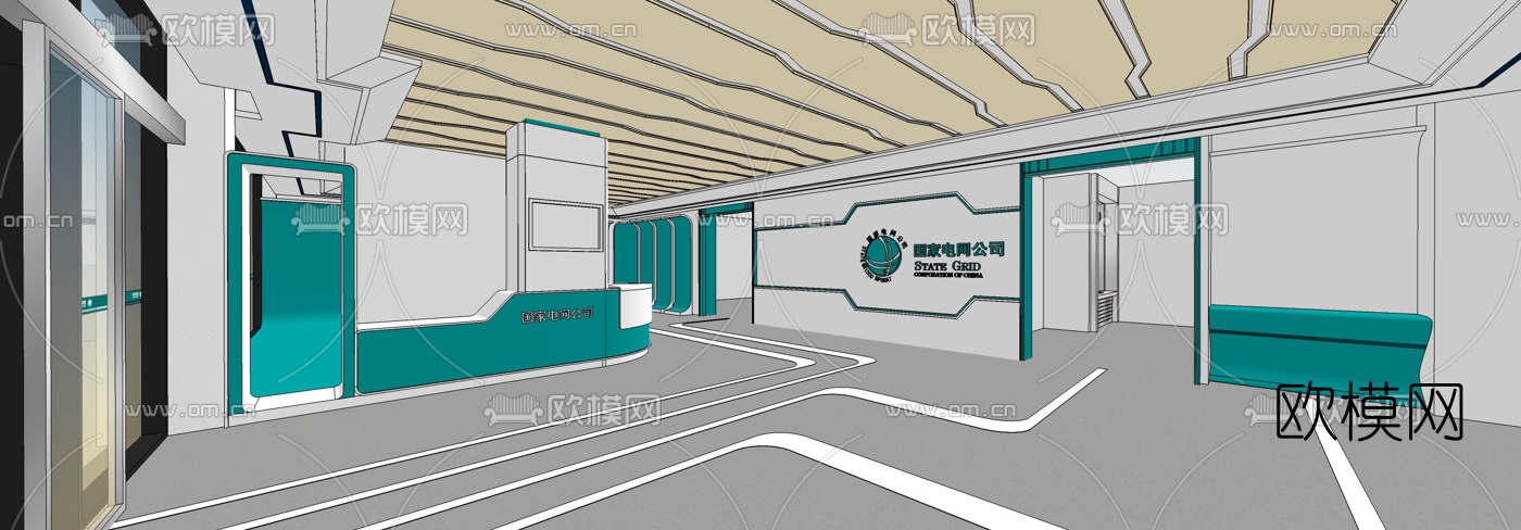 现代展厅su模型下载（渲染图5）