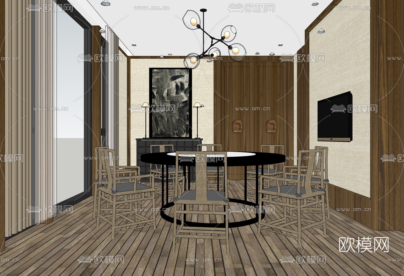 中式餐厅免费su模型下载_ID10446003_sketchup模型下载-欧模网