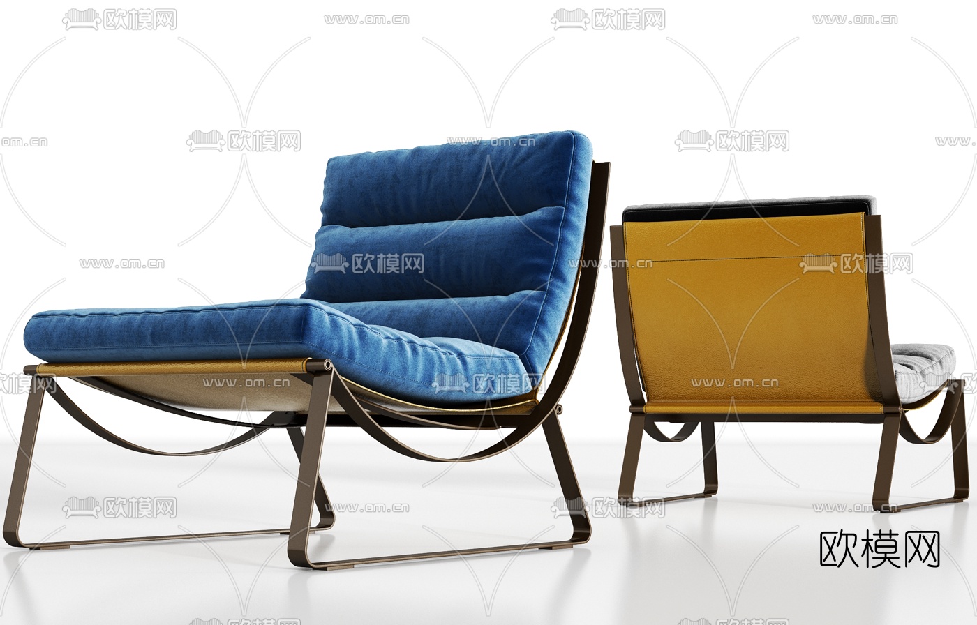 现代金属绒布躺椅3d模型下载