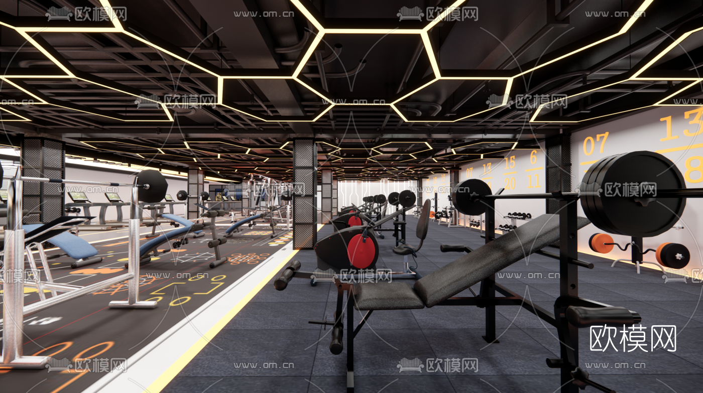 工业风健身房su模型下载（渲染图2）