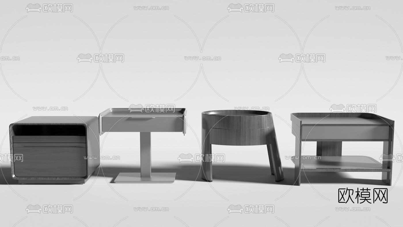 现代轻奢床头柜组合3D模型下载（渲染图2）