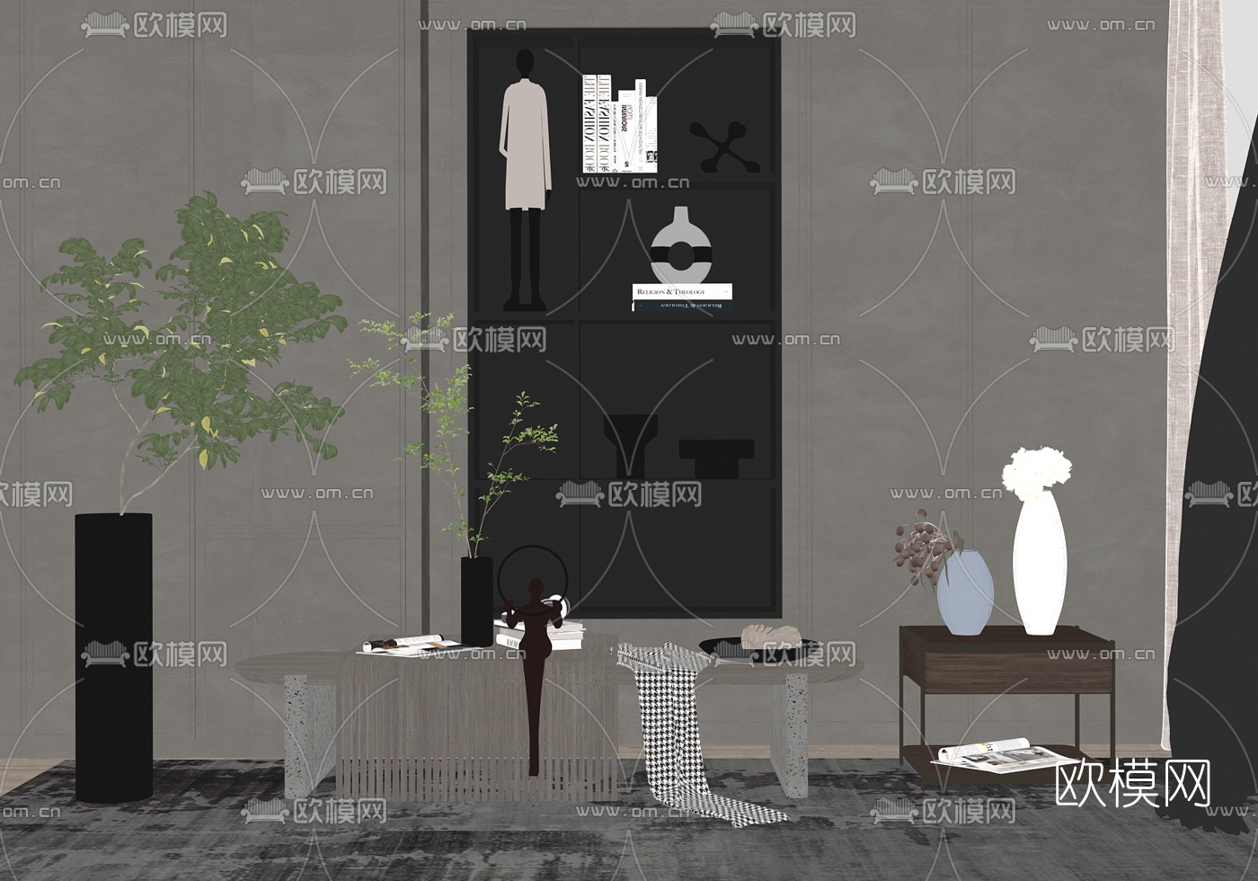 现代轻奢茶几su模型下载（渲染图2）