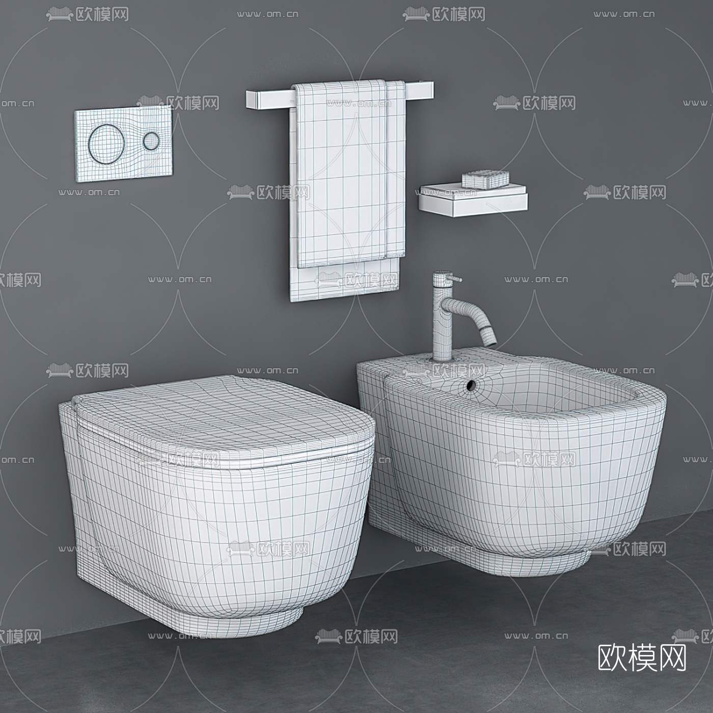 现代马桶坐便器3d模型