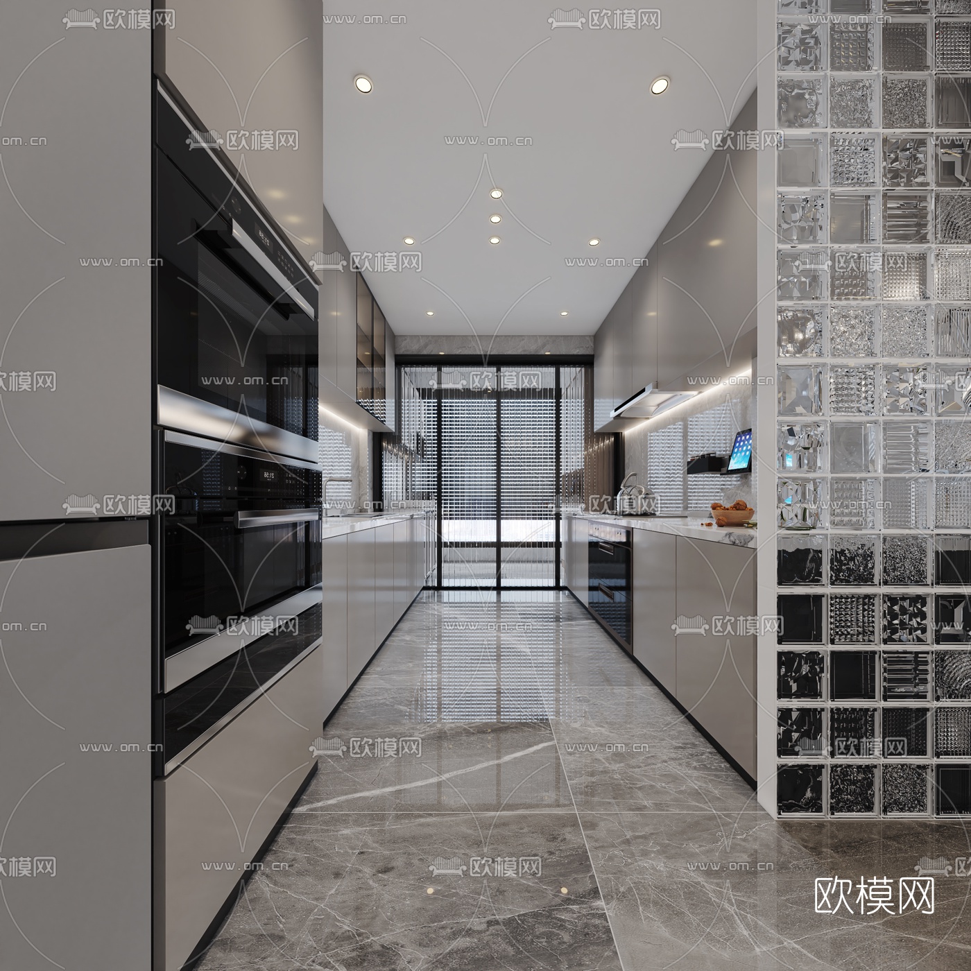 现代轻奢客厅餐厅3d模型