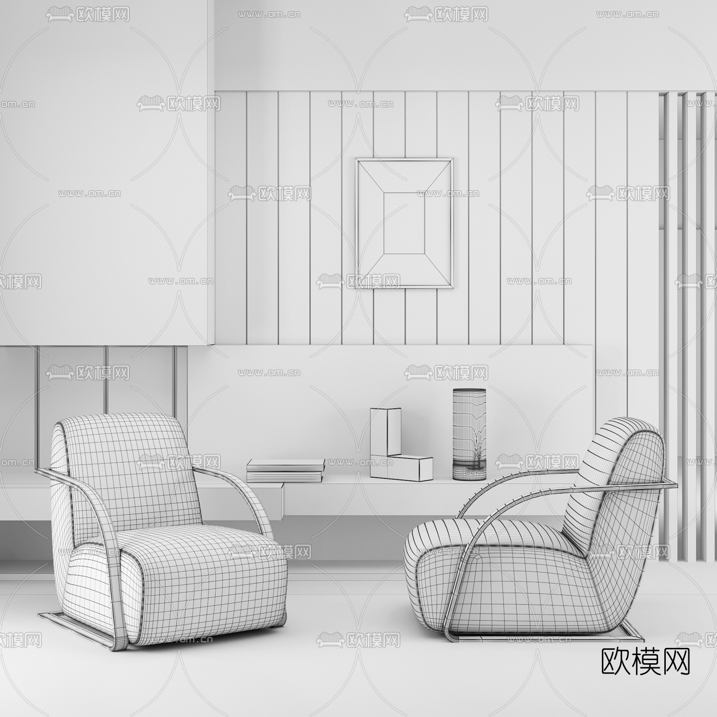 意大利FENDI CASA品牌现代休闲沙发3D模型下载（渲染图2）