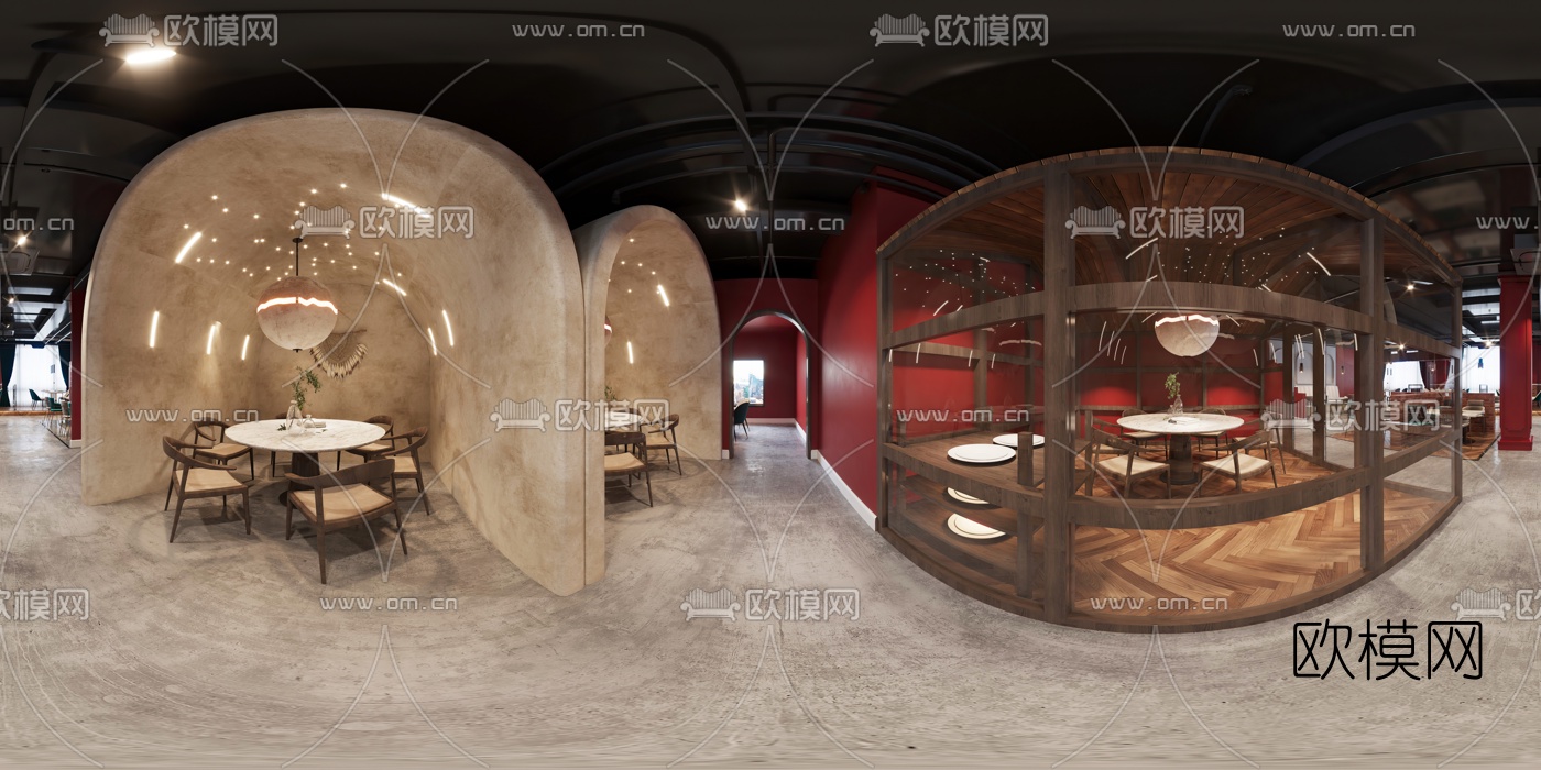 工业风主题餐厅cr全景3d模型