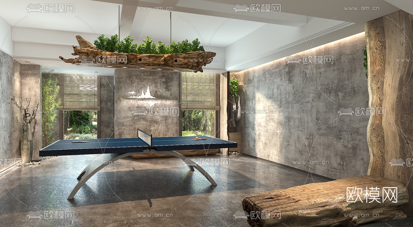 自然风茶室3d模型下载（渲染图2）