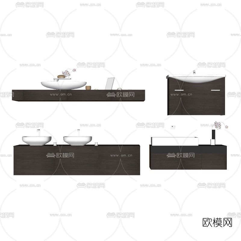 现代简约浴室柜洗手台su模型下载（渲染图4）