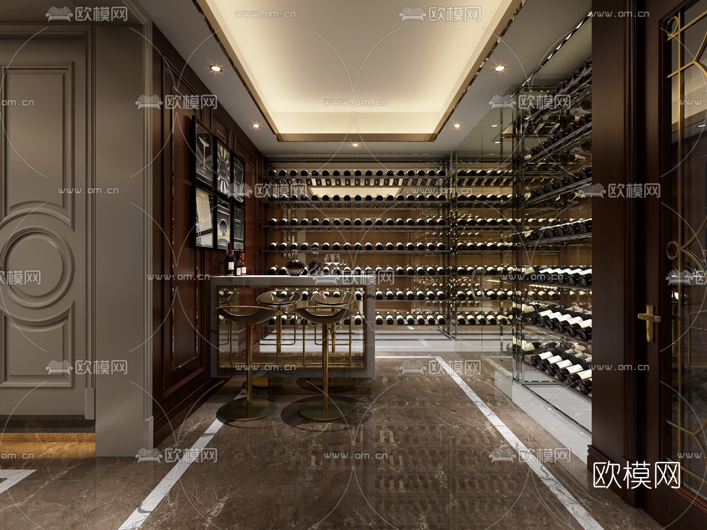现代酒窖红酒屋3D模型