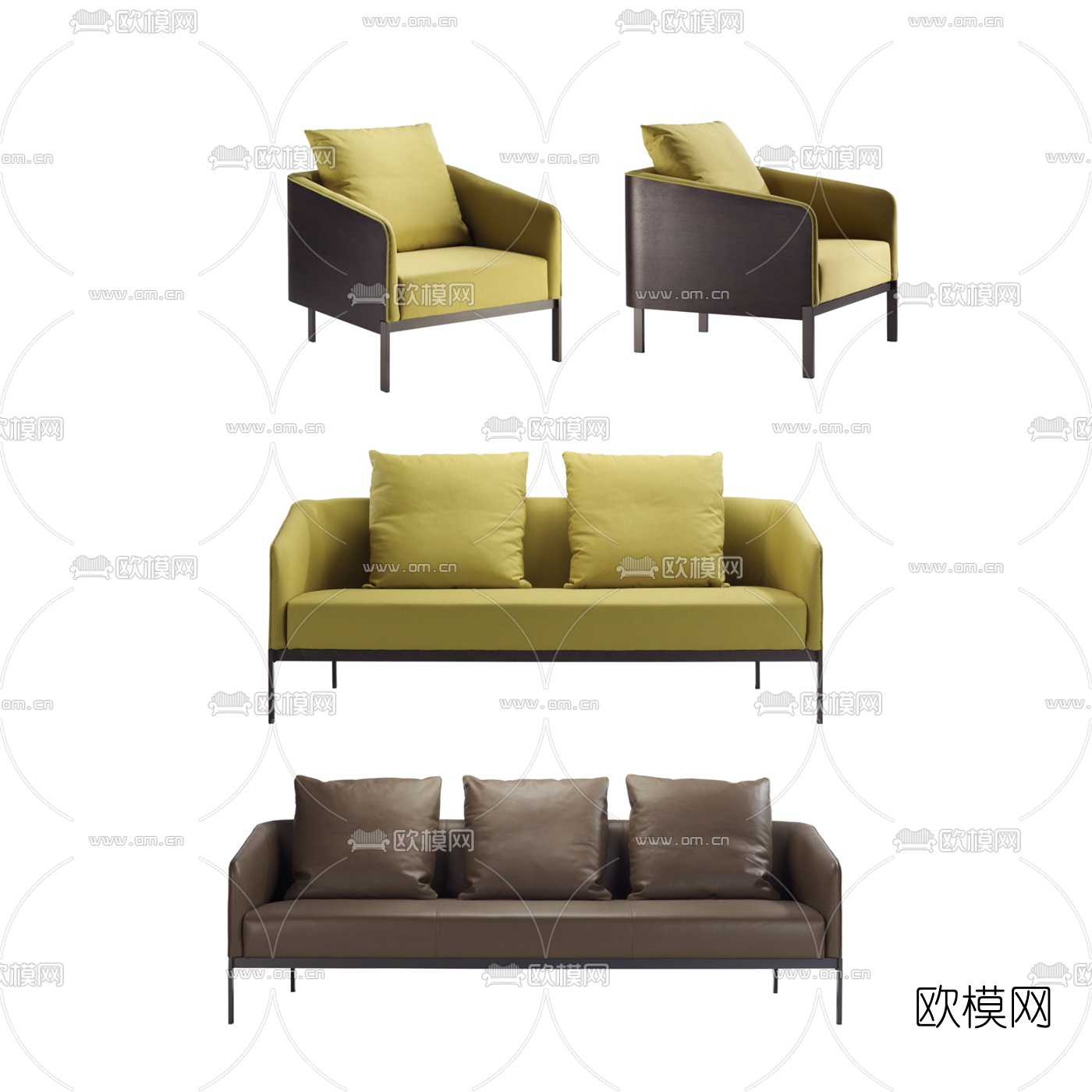 现代多人沙发3d模型下载_ID10483891_3dmax免费模型-欧模网
