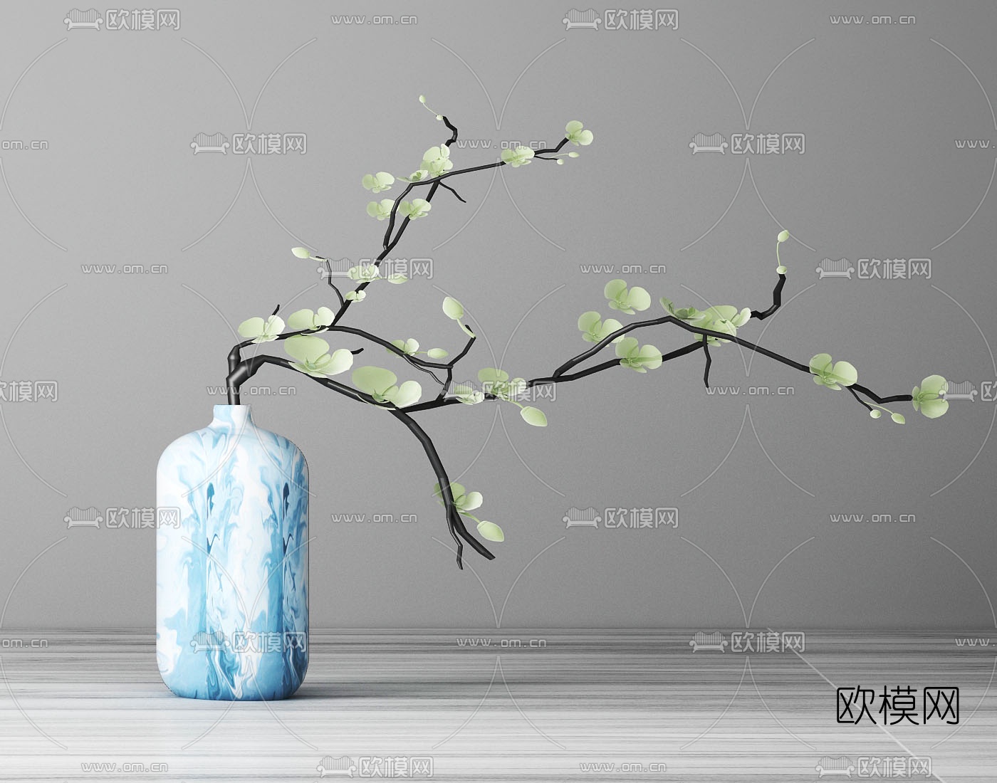 新中式花瓶花卉3d模型下载