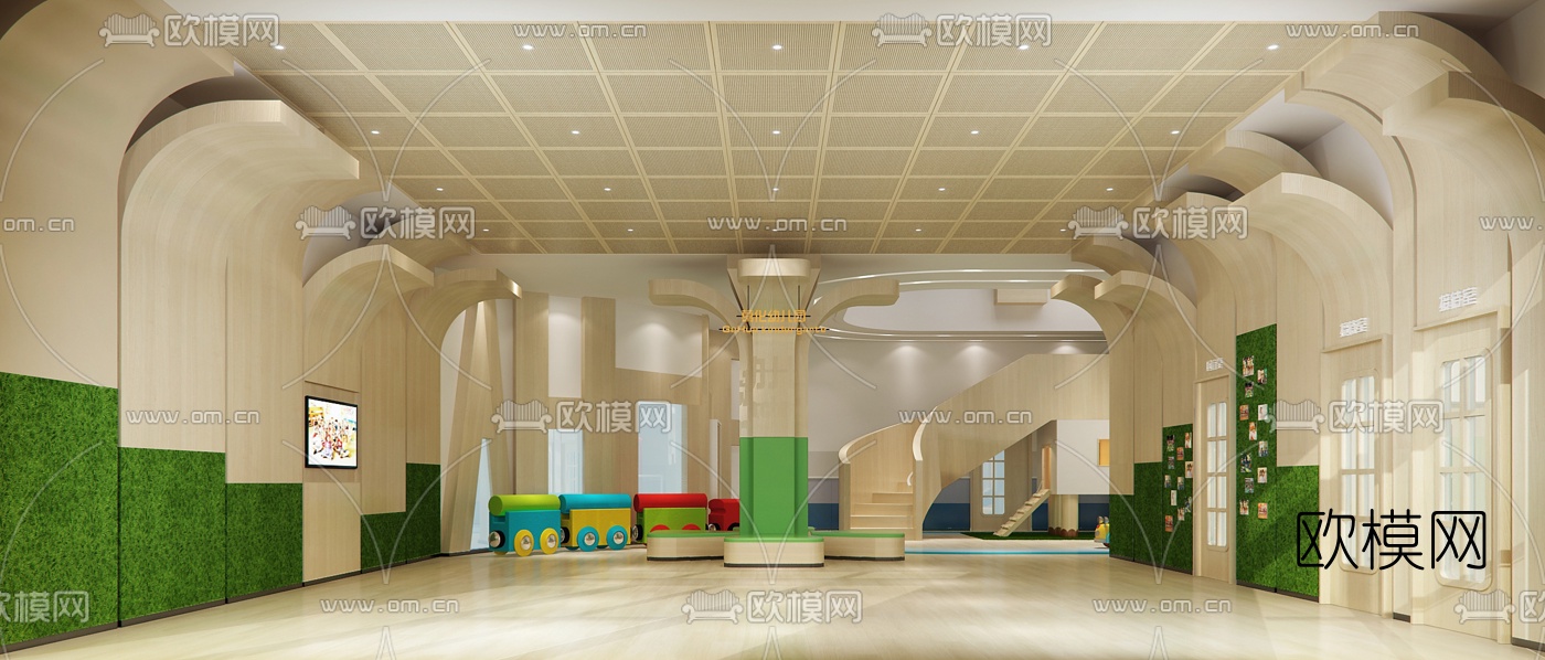 北欧幼儿园中庭3d模型下载（渲染图1）